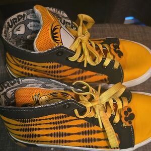 Vibrant Orange and Black Kids High-Top Sneakers